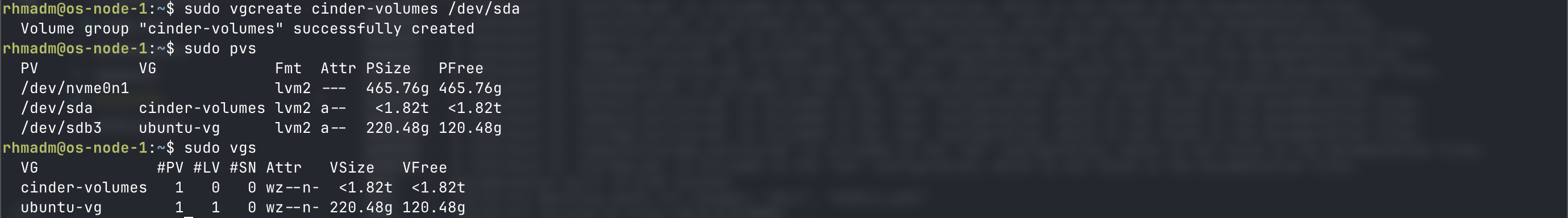 Create Cinder volume group