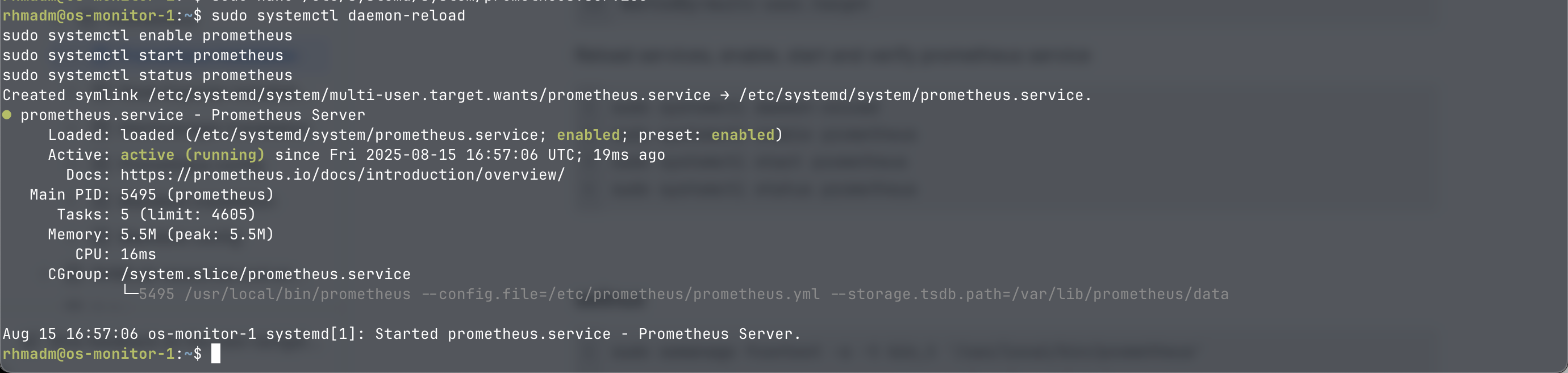 Prometheus server started